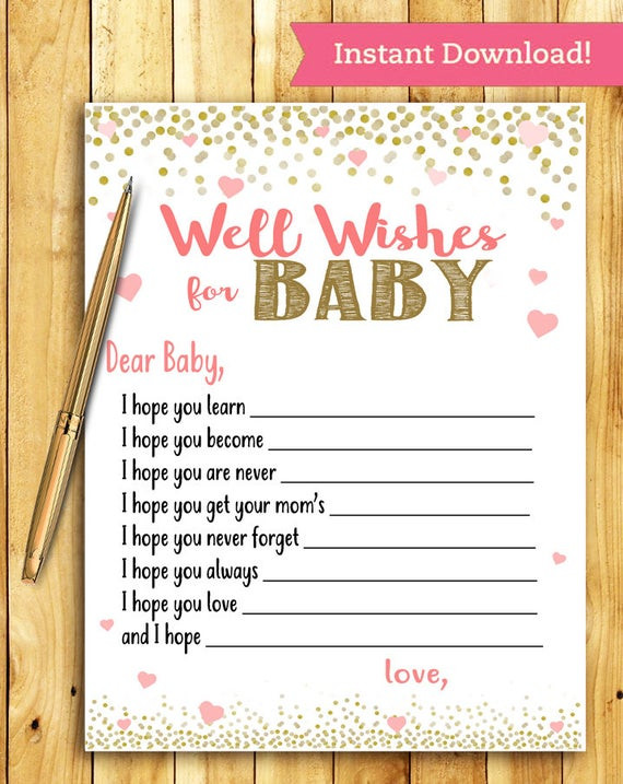 Baby Shower Wishing Well Quotes
 Baby Shower Game Activity Well Wishes for Baby Coral and