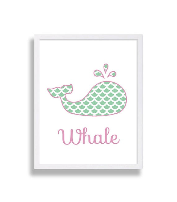 Baby Whale Nursery Decor
 Nursery Decor Whale Nursery Print Baby Girl Room Pink Whale