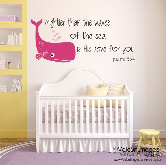 Baby Whale Nursery Decor
 Baby whale nursery decor nursery wall decal girls room wall