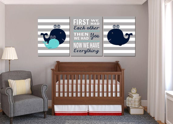 Baby Whale Nursery Decor
 Nautical Nursery Art Baby Boy Nautical nursery Whale nursery