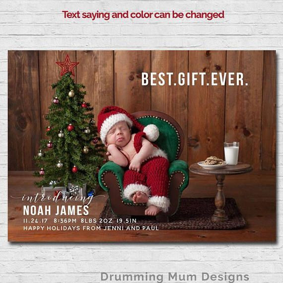 Baby'S First Christmas Quotes
 Modern Birth Announcement Christmas Card
