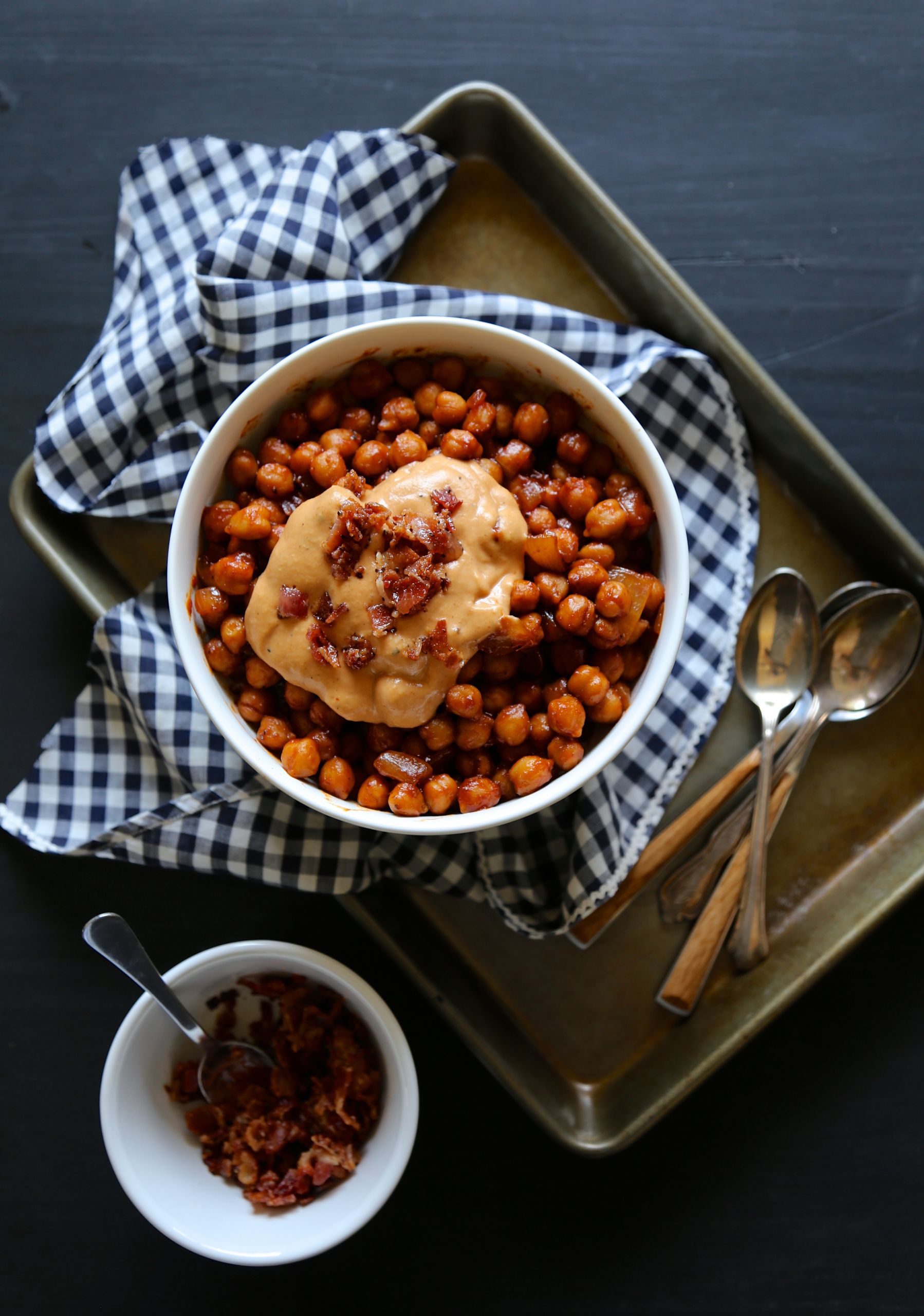 Backyard Barbecue Beans
 chickpea baked beans with barbecue bacon hummus Climbing