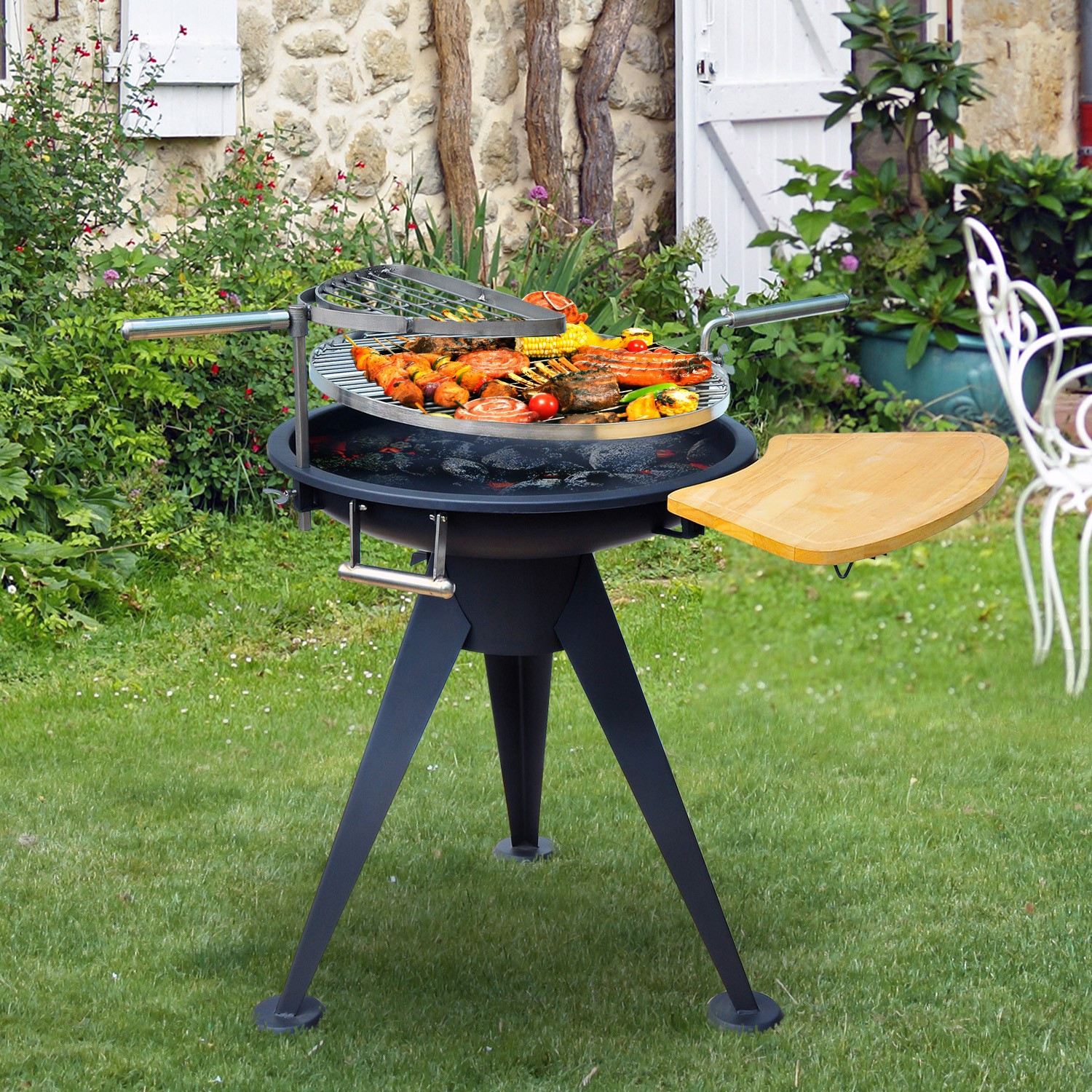 Backyard Barbecue Grill
 Outsunny 22” Round Outdoor Charcoal Barbeque BBQ Grill