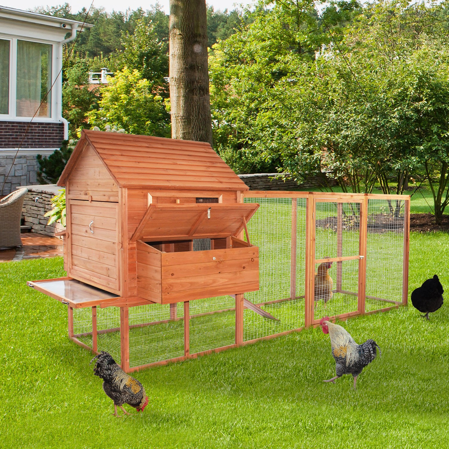 Backyard Chicken Supplies
 Pawhut Backyard Chicken Coop w Long Run