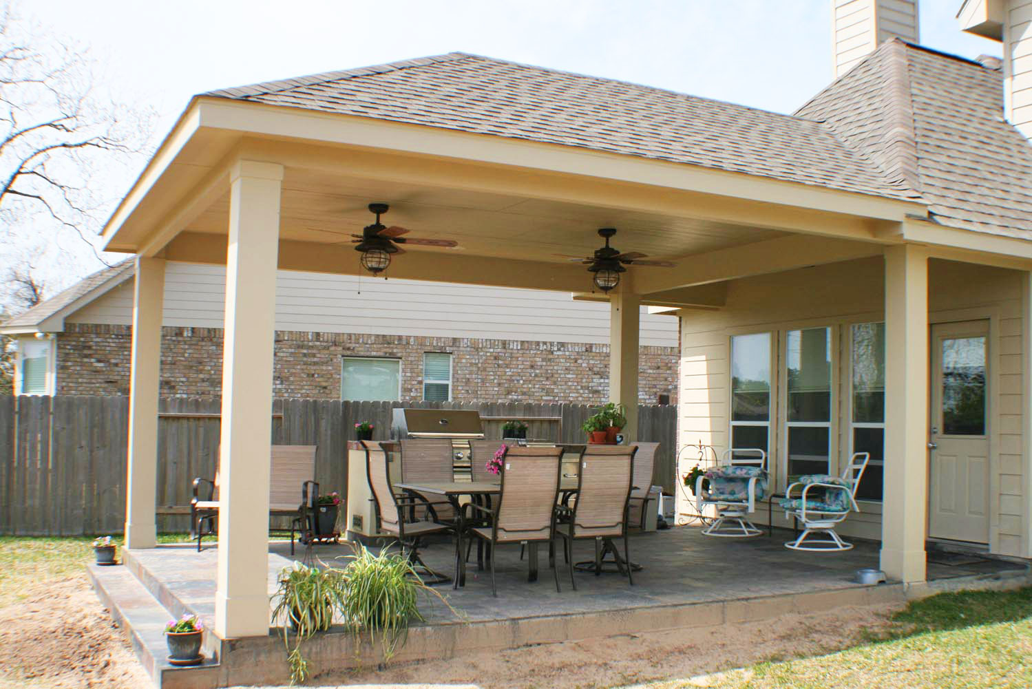 Backyard Covered Decks
 16 by 20 Patio Cover Outdoor Kitchen HHI Patio Covers