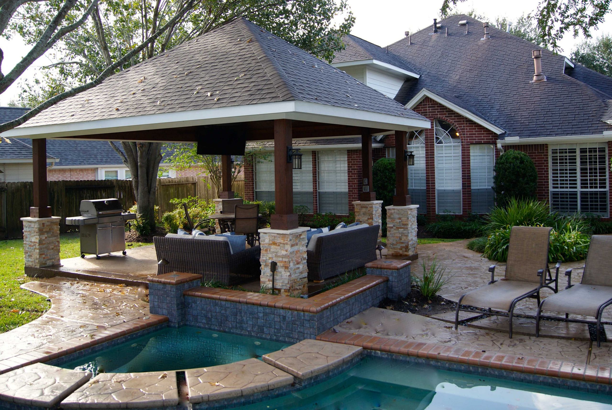 Backyard Covered Decks
 Missouri City Freestanding Patio Cover Texas Custom Patios