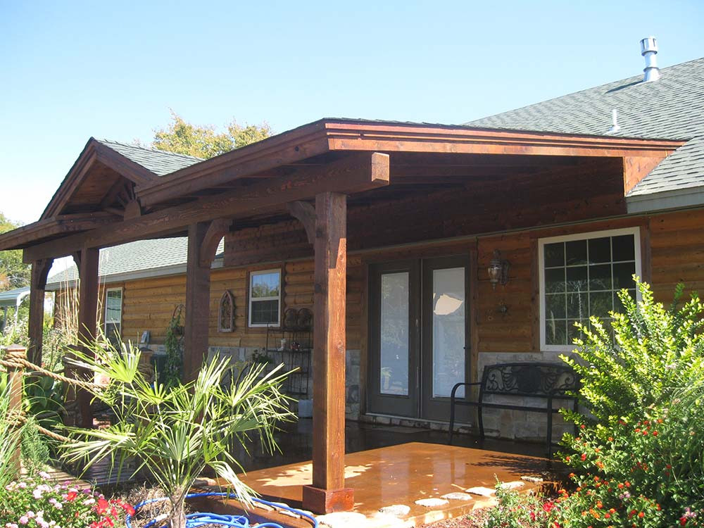 Backyard Covered Decks
 Roofed Backyard Patio Cover with Sunburst Hundt Patio