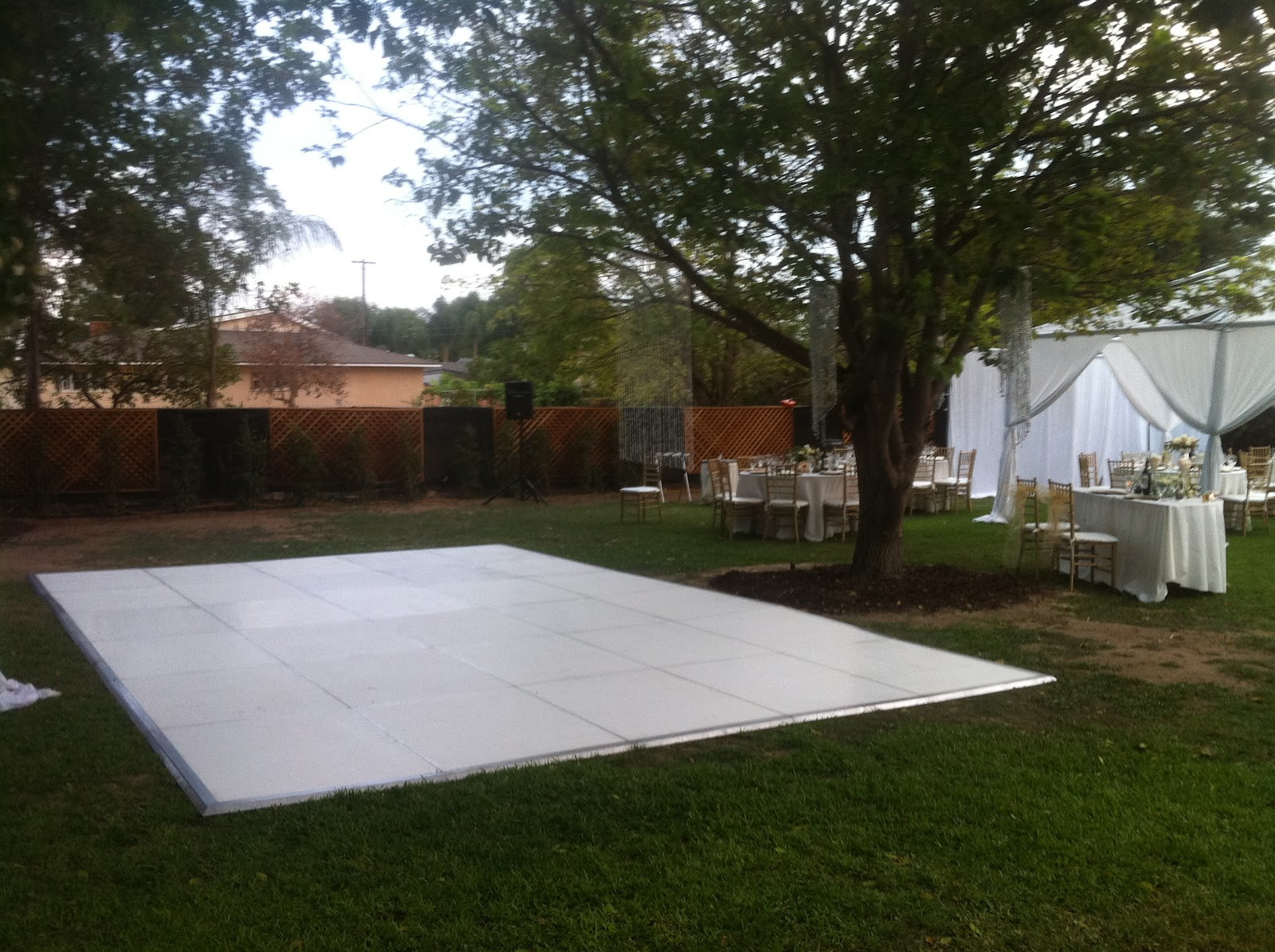Backyard Dance Floor
 STAR EVENT PRODUCTIONS Beautiful tent frame draping with