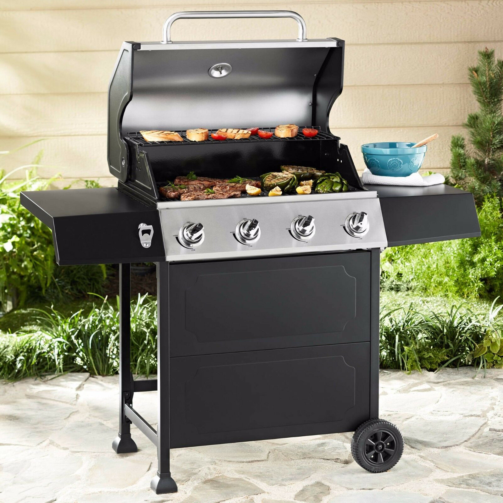 Backyard Gas Grill
 Gas Grill 4 Burner BBQ Backyard Patio Stainless Steel