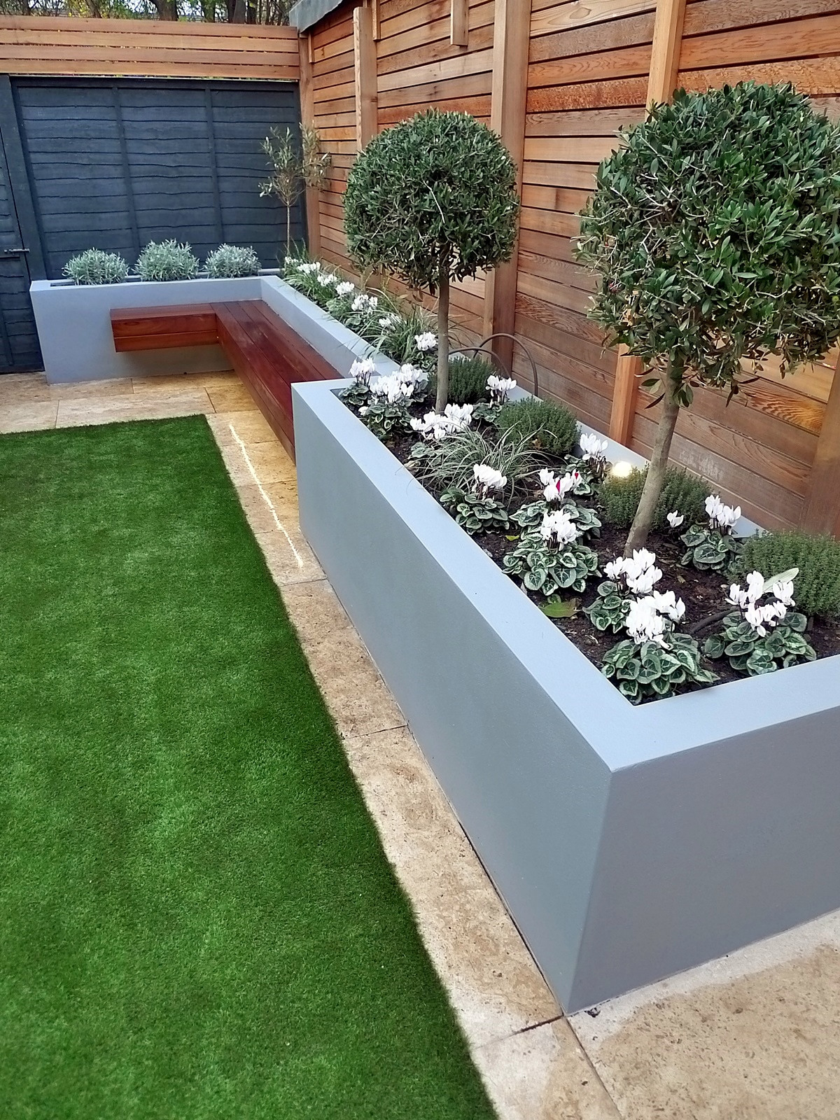 Backyard Ideas Pinterest
 modern garden design artificial grass raised beds cedar