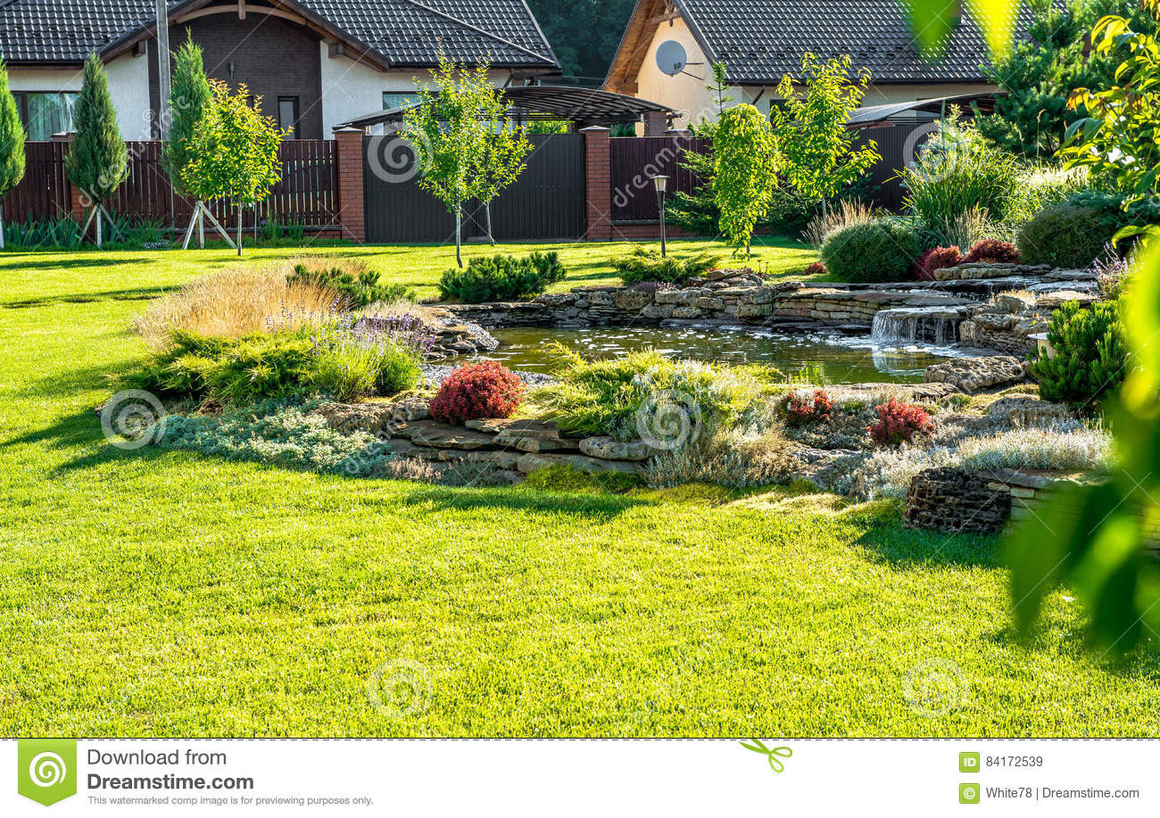 Backyard Landscape Photo
 Beautiful Backyard Landscape Design View Colorful