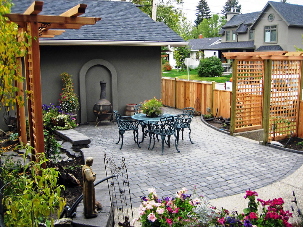 Backyard Landscape Photo
 Custom Backyard on Calgary Infill Morgan K Landscapes