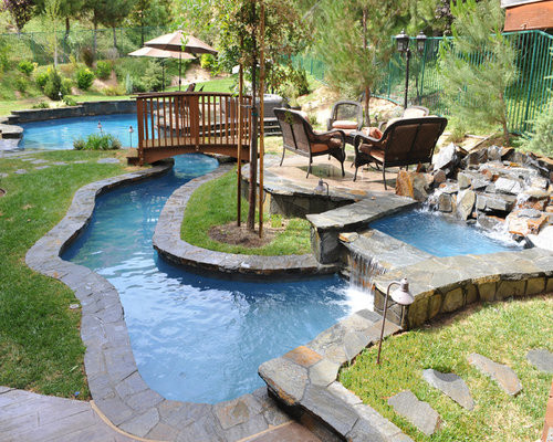 Backyard Lazy River
 Tropical Backyard With Lazy River Pool Home Design Ideas