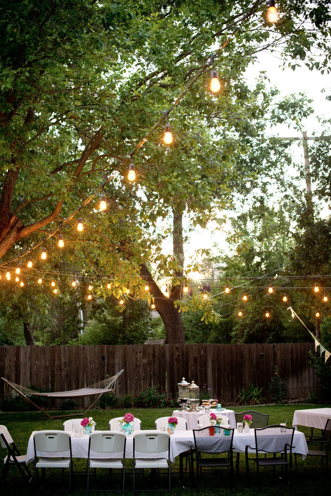 Backyard Party Lights
 Domestic Fashionista Backyard Birthday Fun Pink