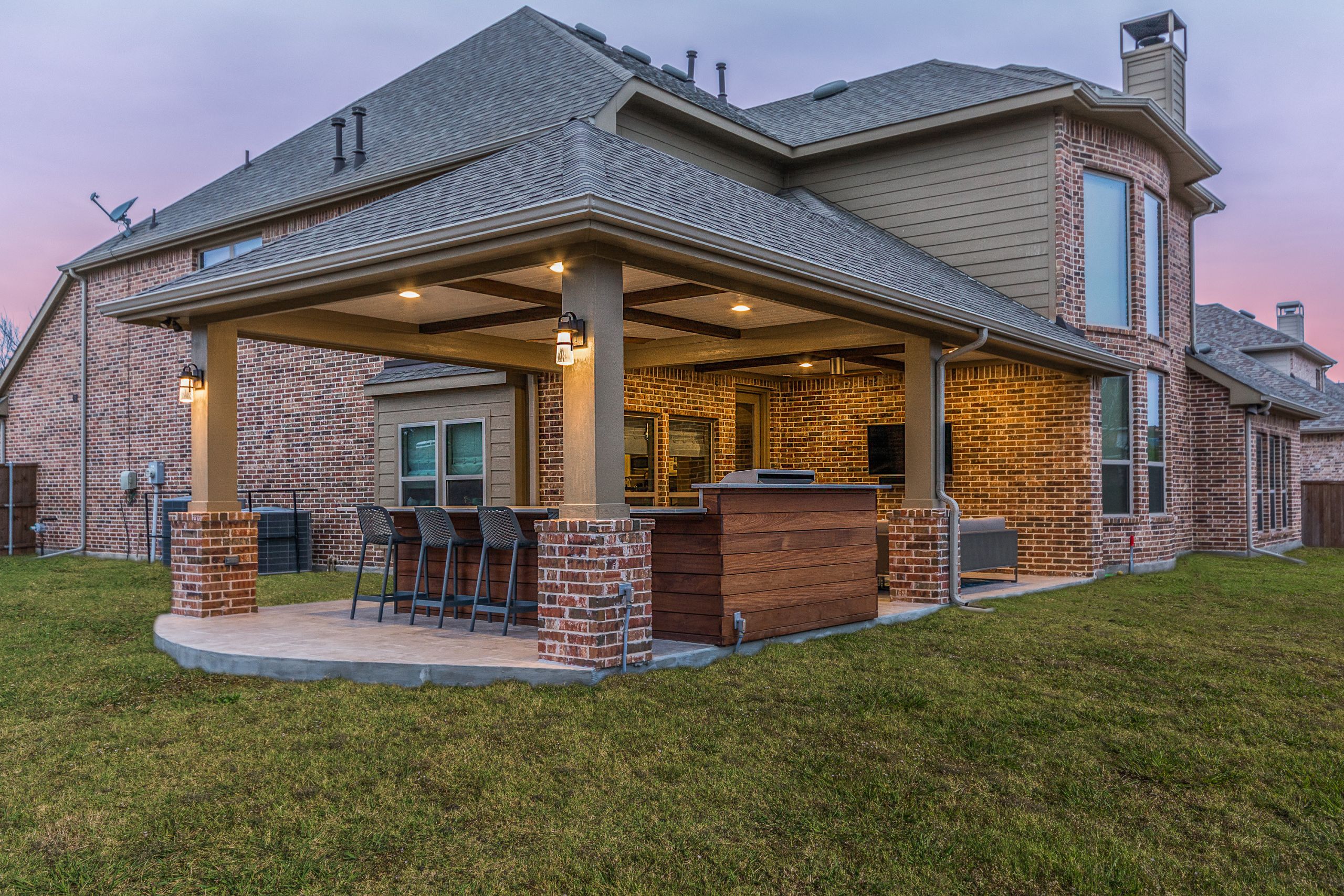 Backyard Patio Roof
 Patio Cover and Outdoor Kitchen in Coppell Texas Custom