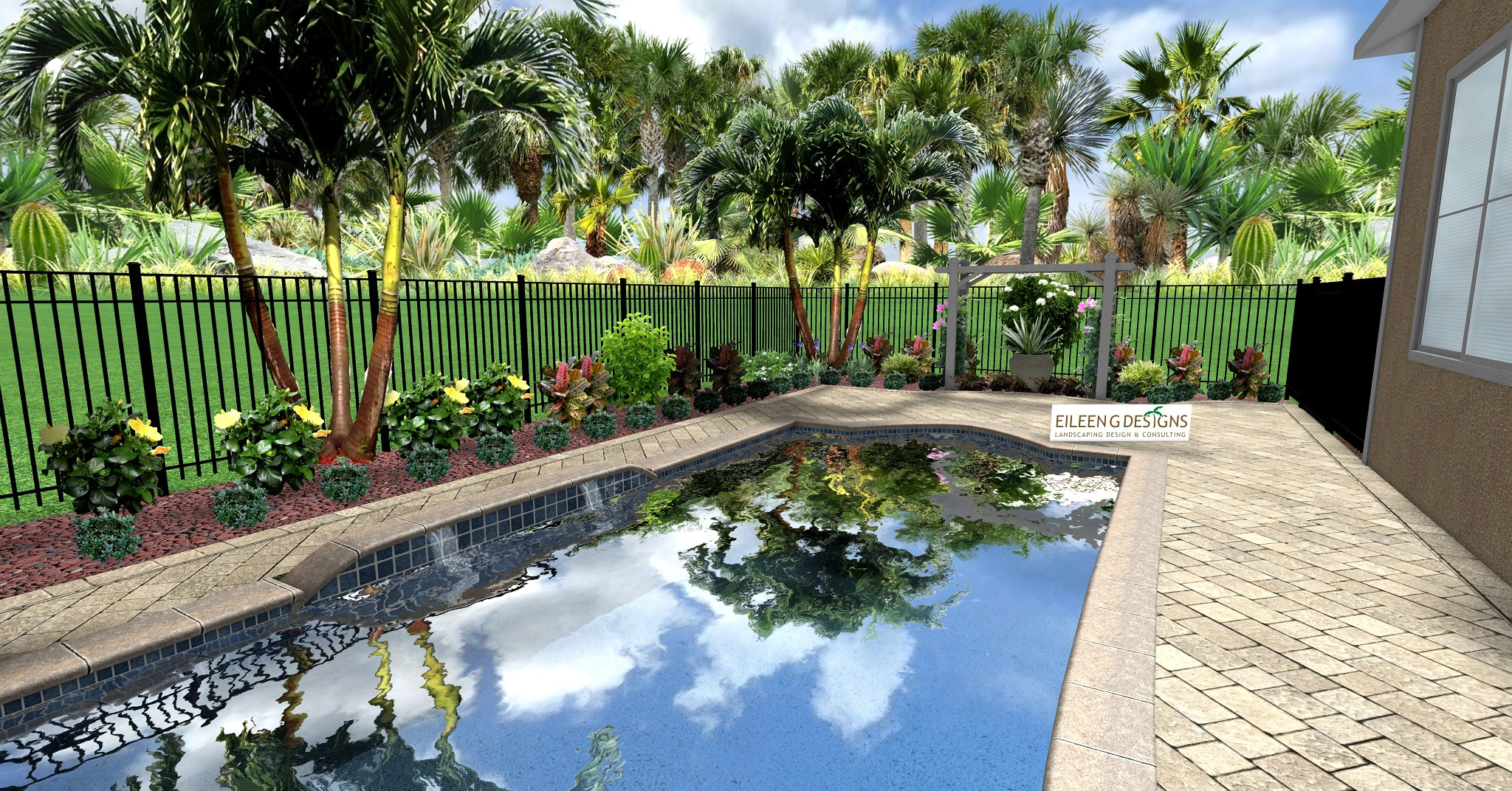 Backyard Pool Landscaping Ideas
 TROPICAL LANDSCAPING AND PAVER DECK FOR SMALL POOL AREA