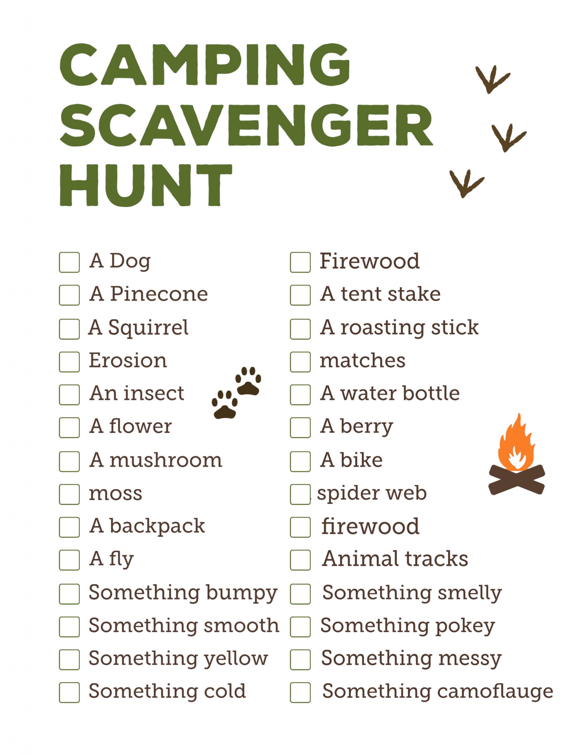 Backyard Scavenger Hunt
 Camping Scavenger Hunt Printable Paper Trail Design
