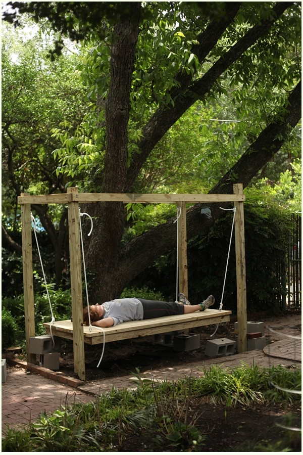 Backyard Swing Bed
 Outdoor Swinging Bed The Final Pics Before and After DIY