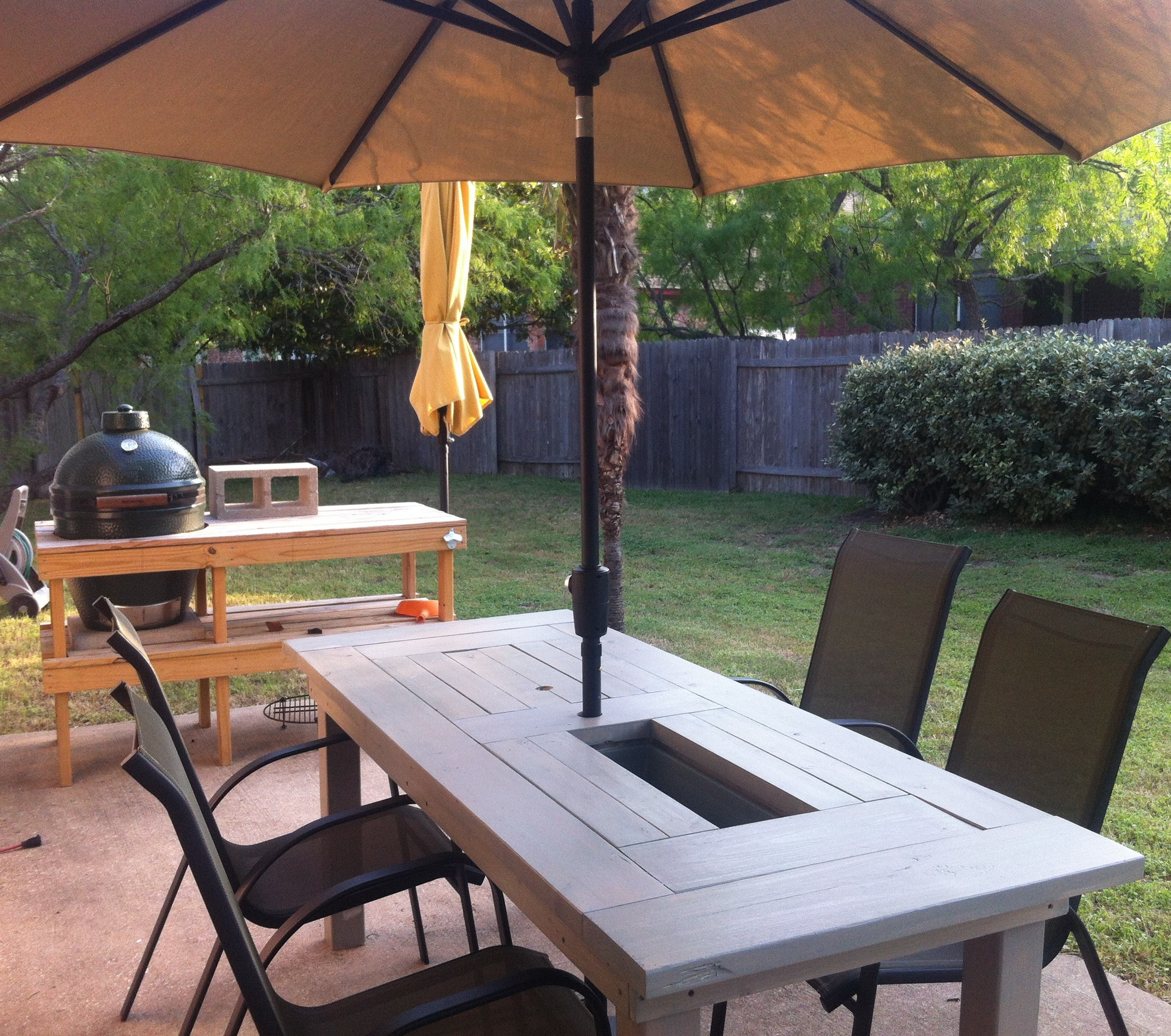 Backyard Table Ideas
 Patio Table with Built in Beer Wine Coolers