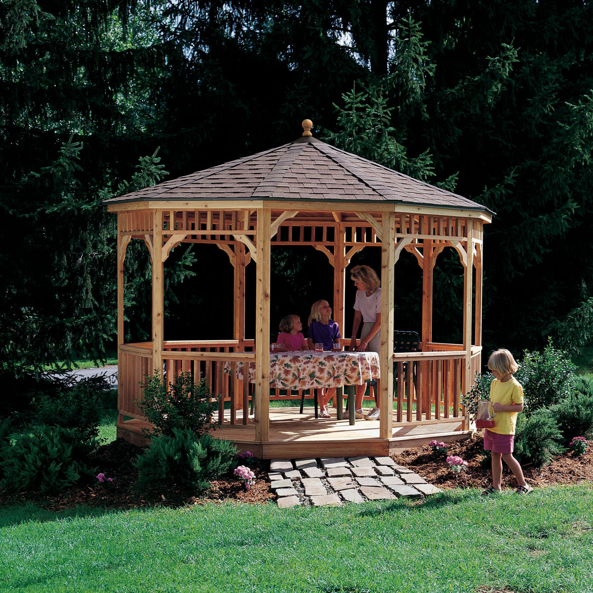 Backyard Wooden Gazebo
 Elegant Round Wooden Gazebos for the Backyard