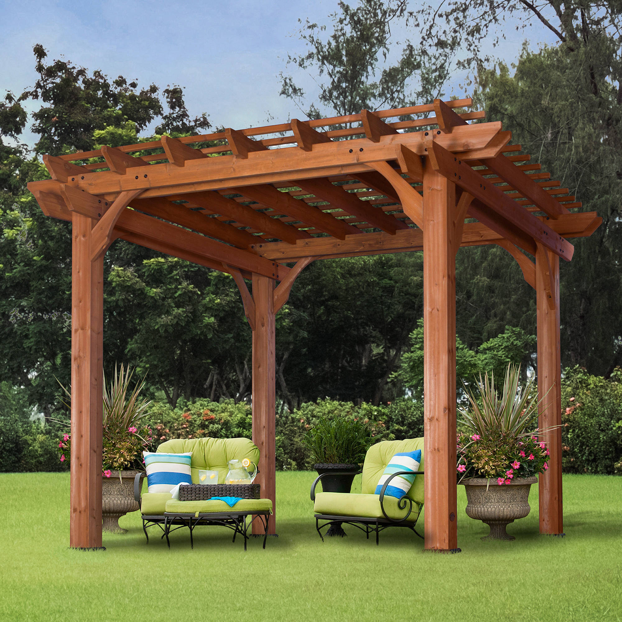 Backyard Wooden Gazebo
 Backyard Discovery 10 x 10 Cedar Pergola Brown