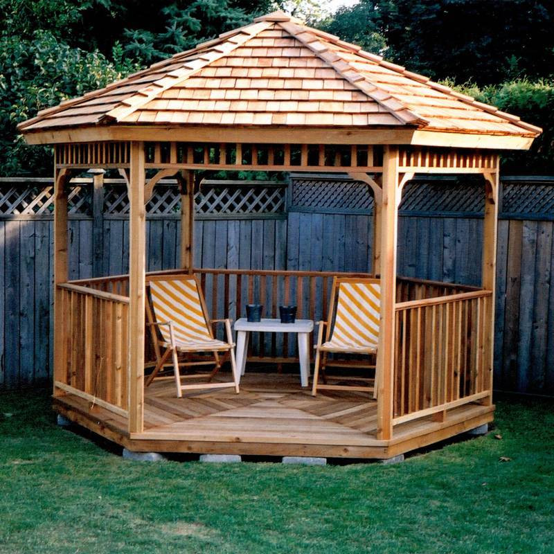 Backyard Wooden Gazebo
 Hexagon Cedar Gazebo Kit 8ft W86