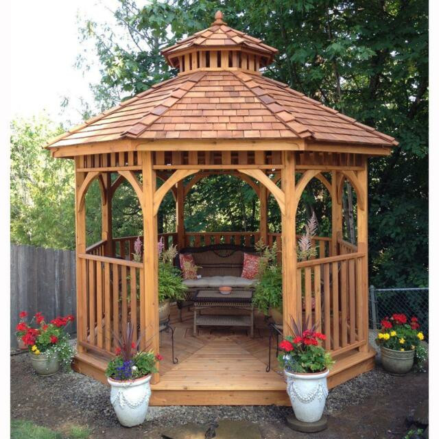 Backyard Wooden Gazebo
 Wooden Gazebo Round Patio Backyard Outdoor Pavilion Garden