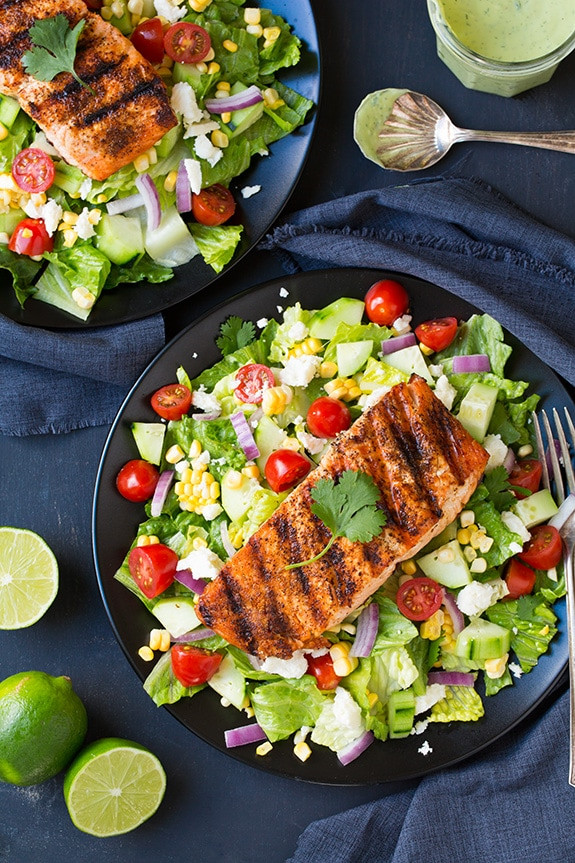 Baked Salmon Salad Recipe
 Mexican Grilled Salmon Salad with Avocado Ranch