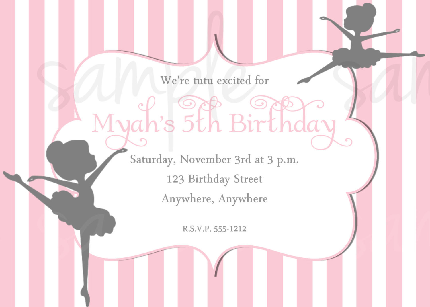 Ballerina Birthday Invitations
 Ballerina Birthday Invitation