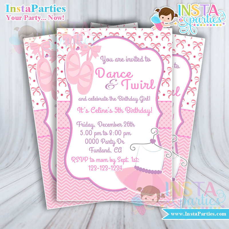 Ballerina Birthday Invitations
 Ballet invitations Ballerina invitation dancer girl