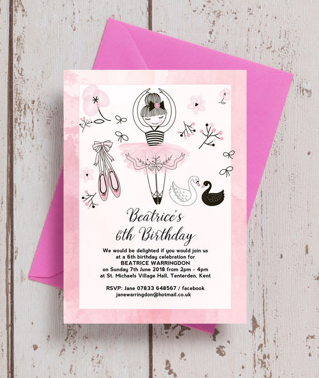 Ballerina Birthday Invitations
 Prima Ballerina Birthday Party Invitation from £0 80 each