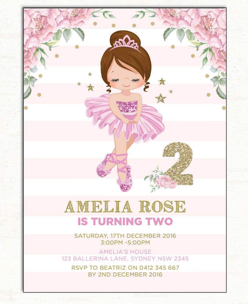 Ballerina Birthday Invitations
 Ballerina Invitation Ballet Dancer Birthday Party Invite