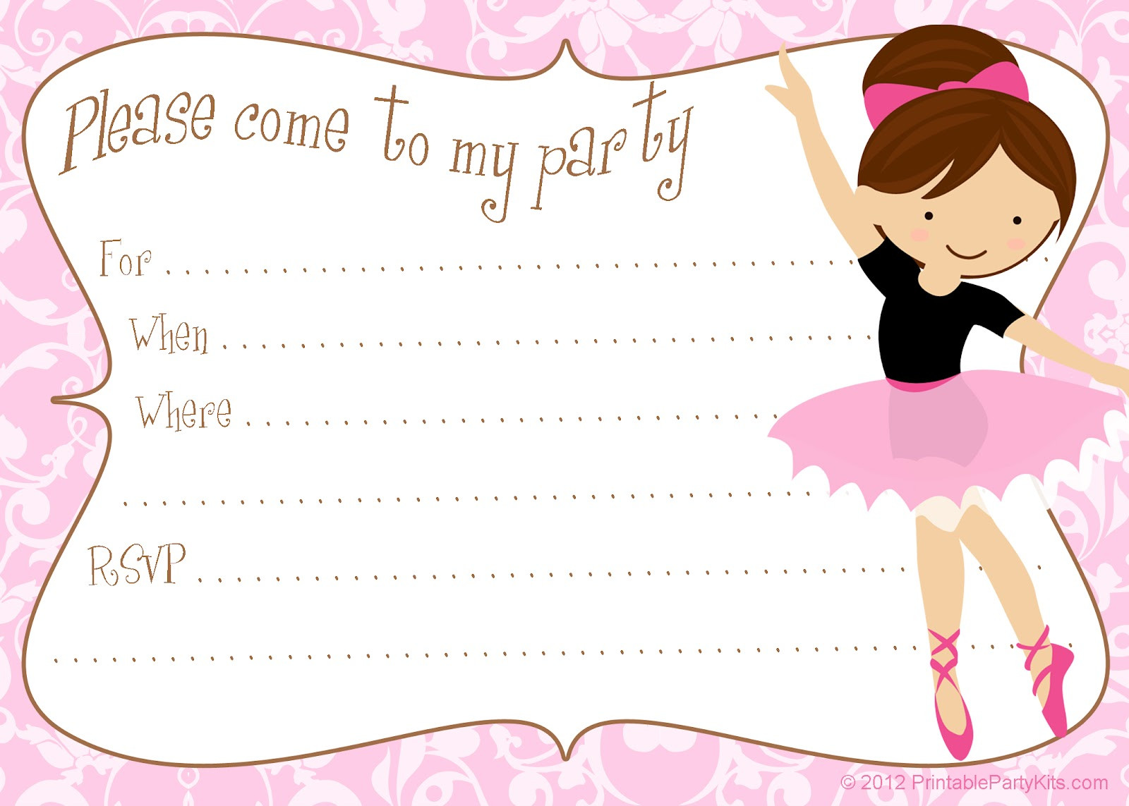 Ballerina Birthday Invitations
 Free Printable Party Invitations Printable Free Ballerina