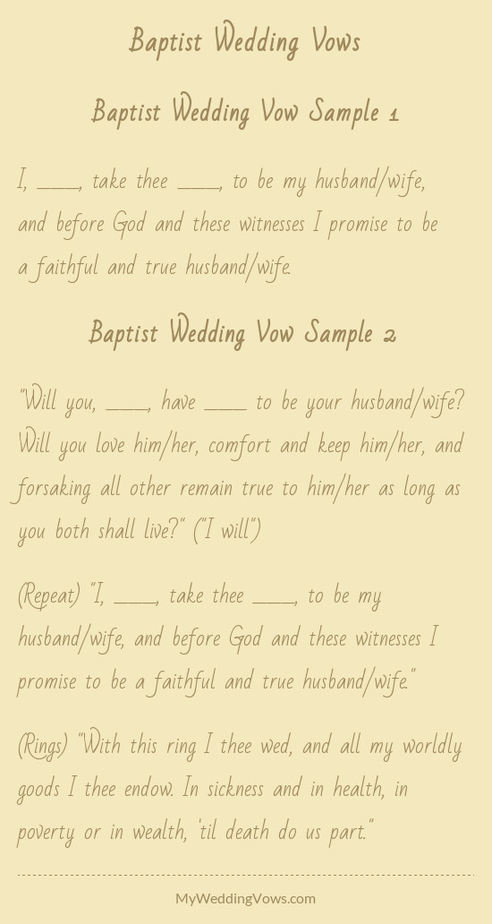 Baptist Wedding Vows
 Baptist Wedding Vows