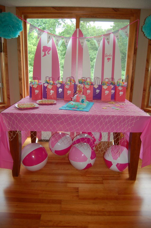 Barbie Pool Party Ideas
 For a pool party use Beach balls as decor barbie