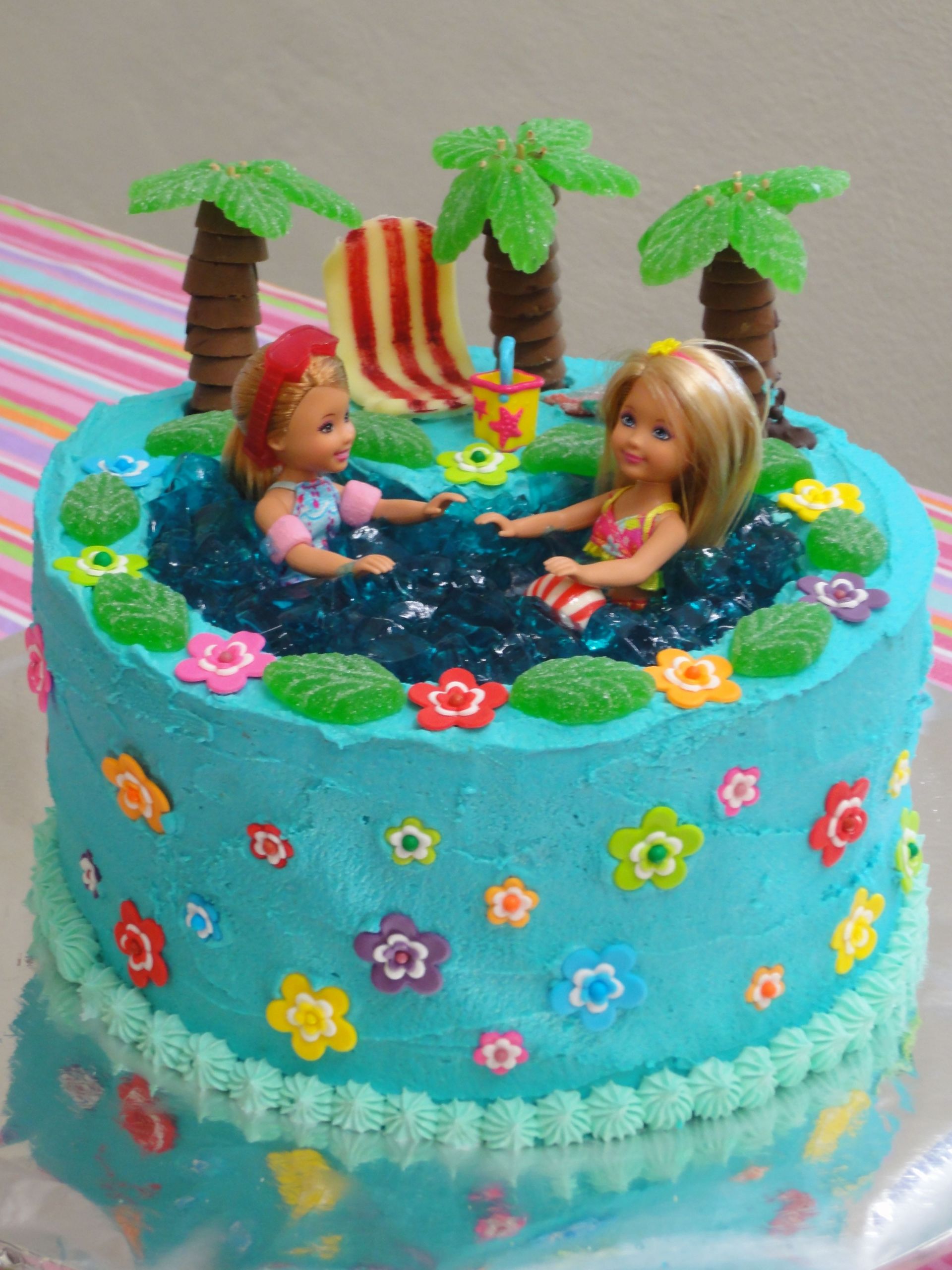 Barbie Pool Party Ideas
 Barbie pool party birthday cake made by me