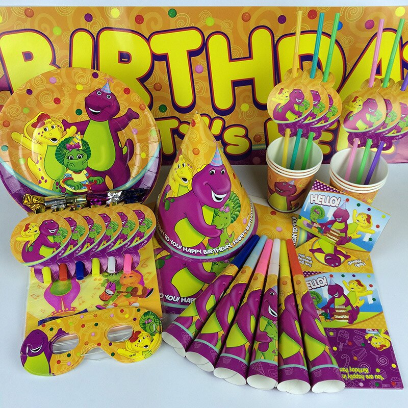 Barney Birthday Decorations
 Kawaii Barney Character Theme Party Supplies Birthday