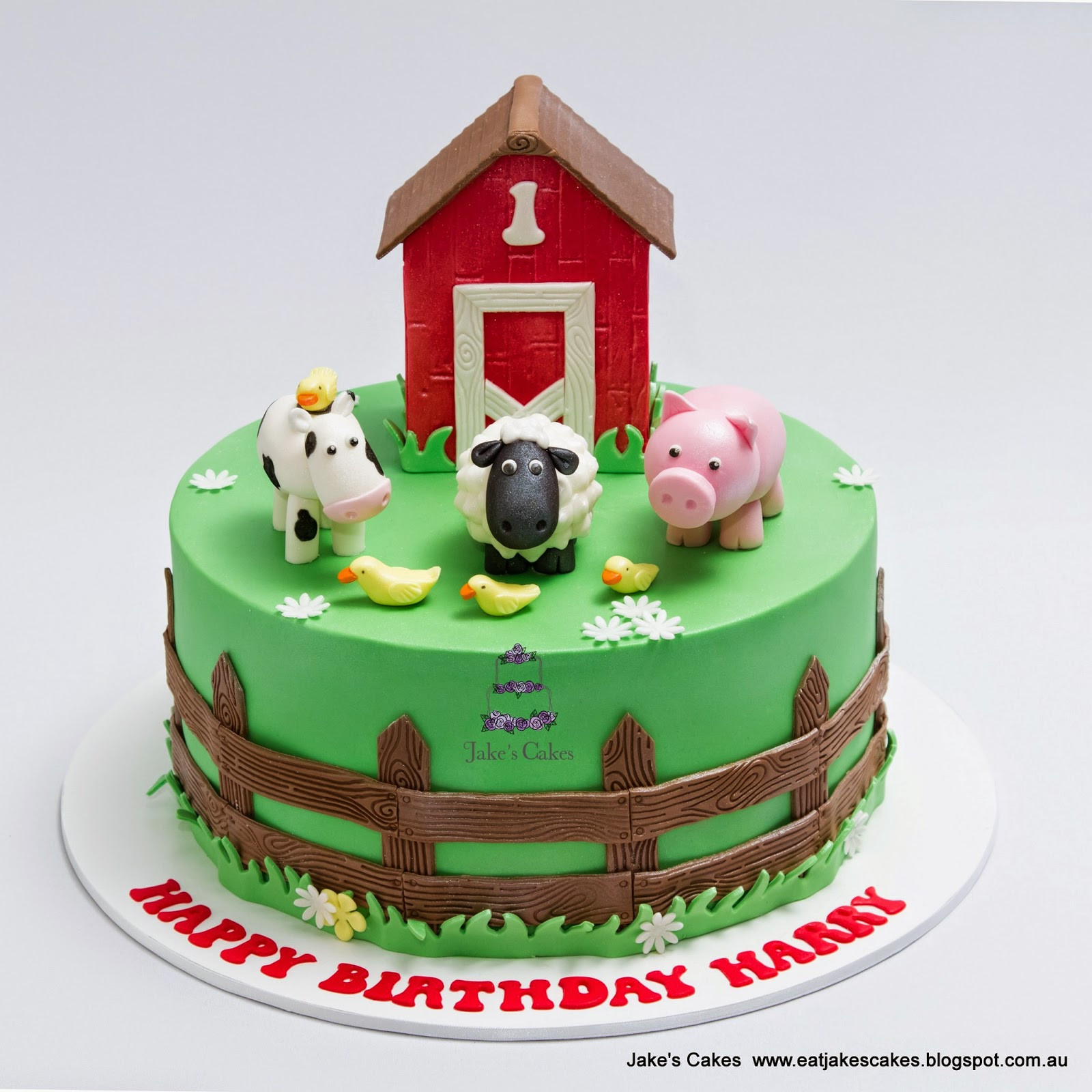 Barnyard Birthday Cake
 Jake s Cakes Farm First Birthday Cake