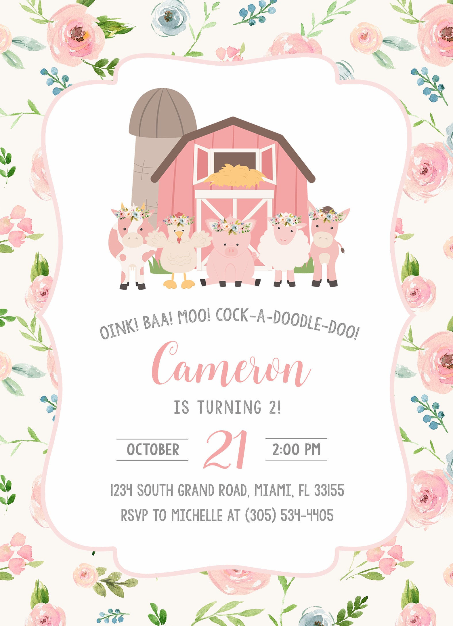 Barnyard Birthday Invitations
 Farm Birthday Invitation Girl Farm Birthday Party