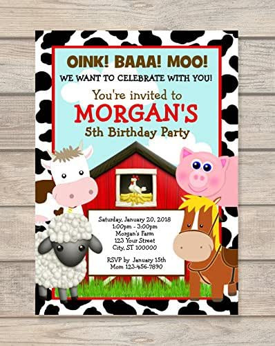 Barnyard Birthday Invitations
 Amazon Farm Animals Barnyard Birthday Party
