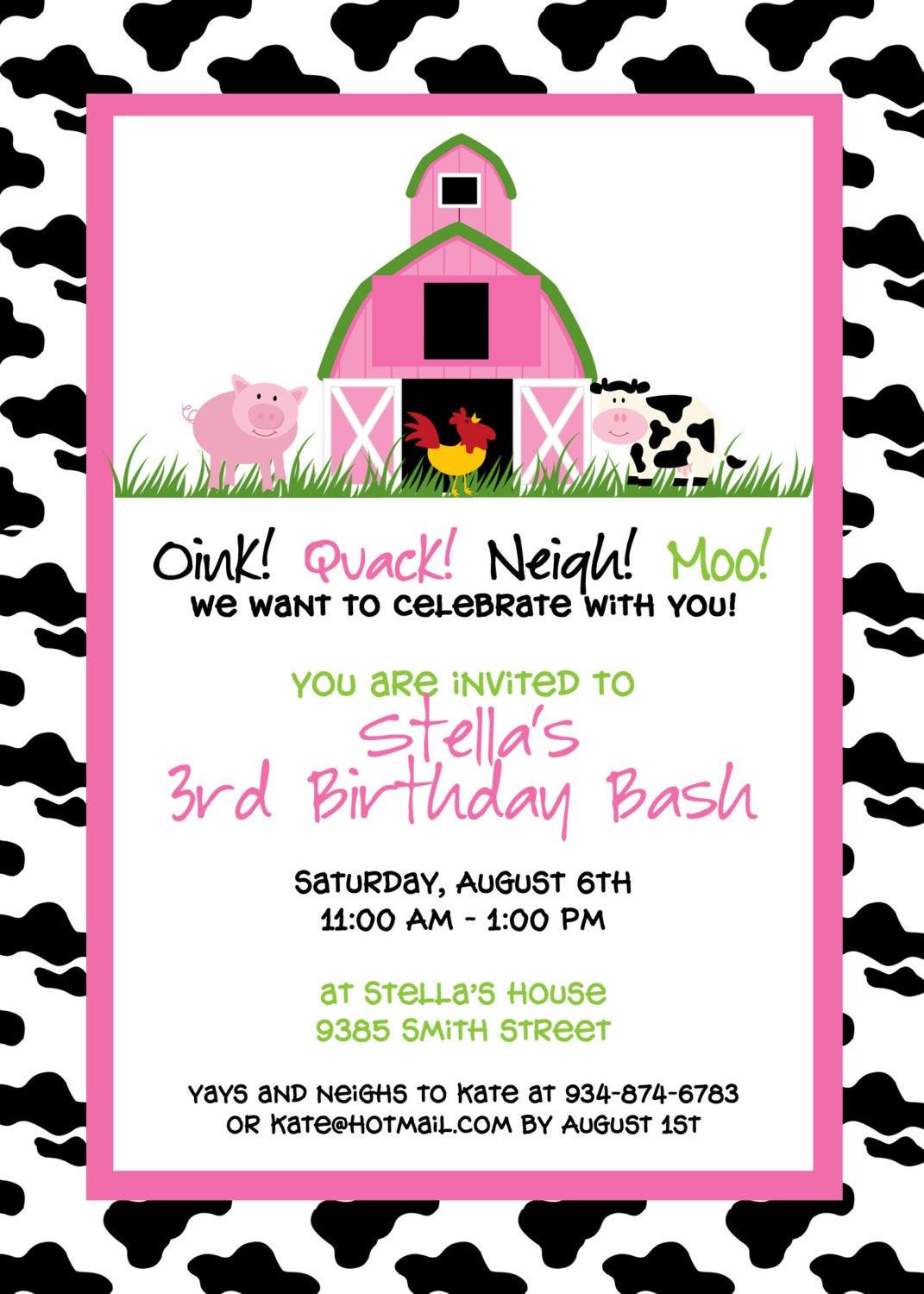 Barnyard Birthday Invitations
 DIY Pink Barnyard Birthday Invitation Printable by cohenlane