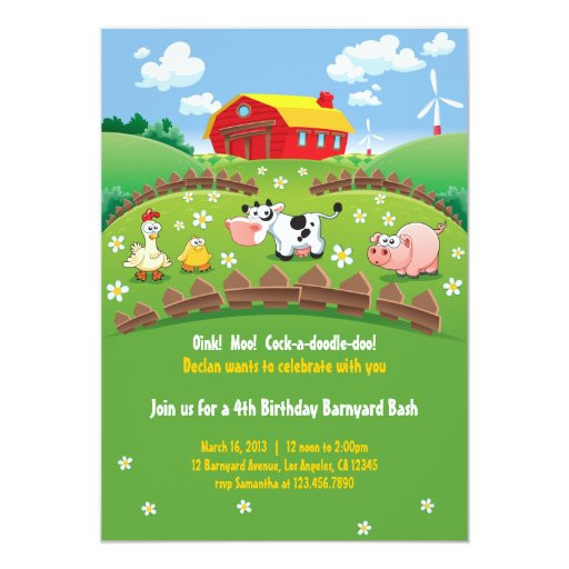 Barnyard Birthday Invitations
 Barnyard Farm Kids Birthday Invitations