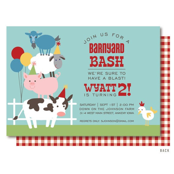 Barnyard Birthday Invitations
 Farm Birthday Invitation Barnyard Birthday Invitation Farm