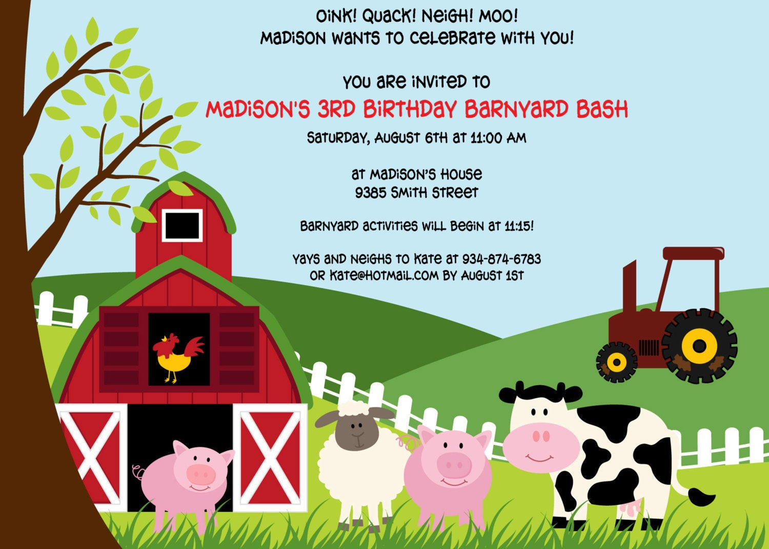 Barnyard Birthday Invitations
 Printable Farm Animals birthday party invitation by cohenlane