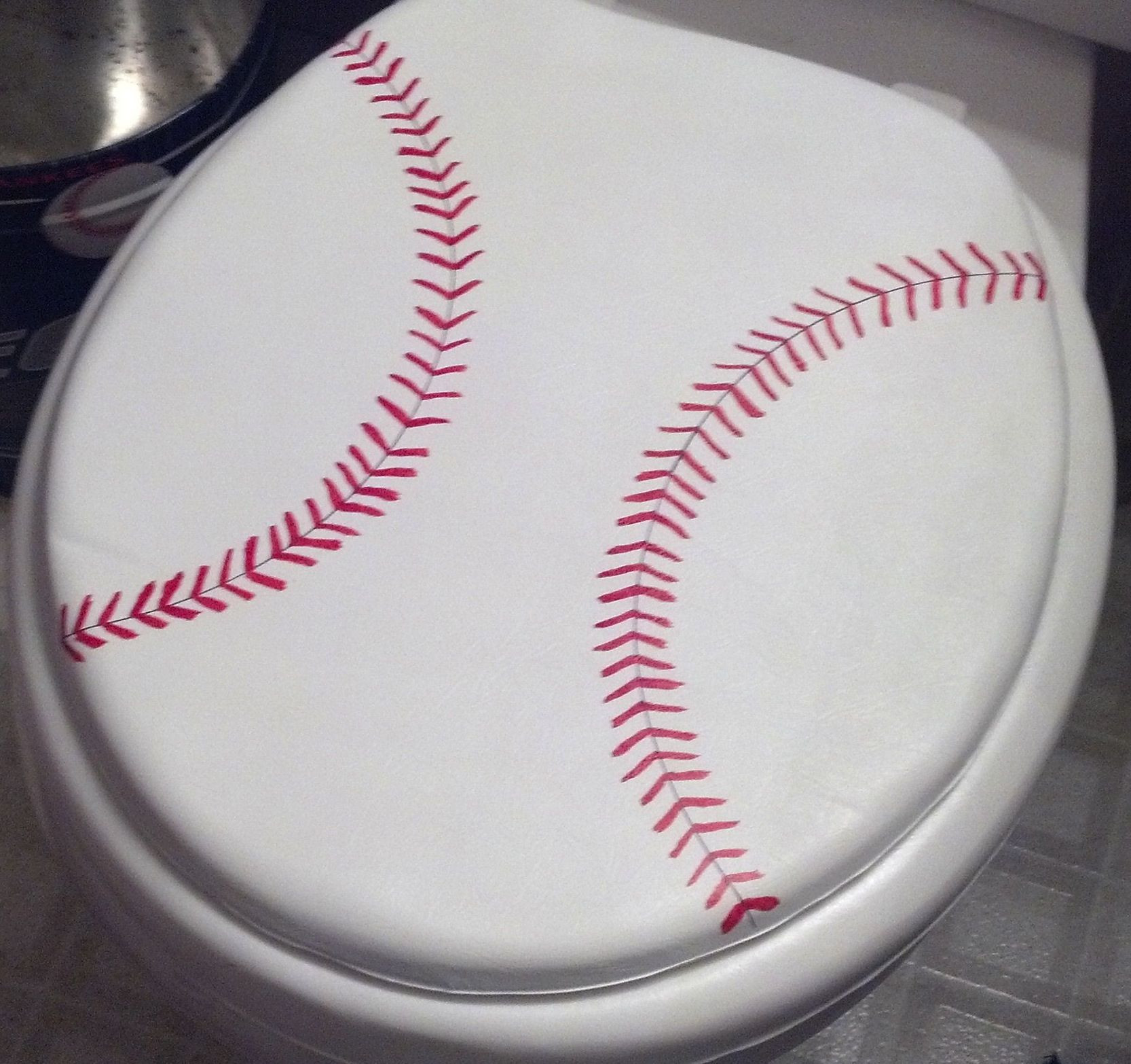 Baseball Bathroom Decor
 Baseball toilet seat o cute