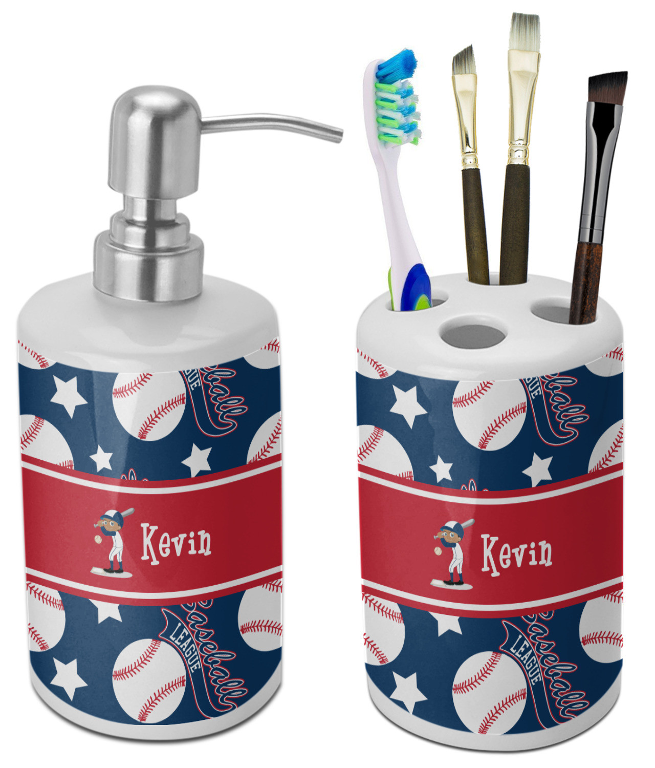 Baseball Bathroom Decor
 Baseball Bathroom Accessories Set Ceramic Personalized