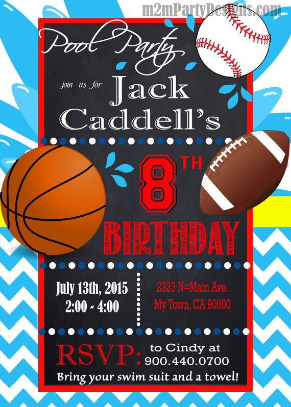 Baseball Pool Party Ideas
 Baseball Pool Party Invitation Custom Pool Party Water