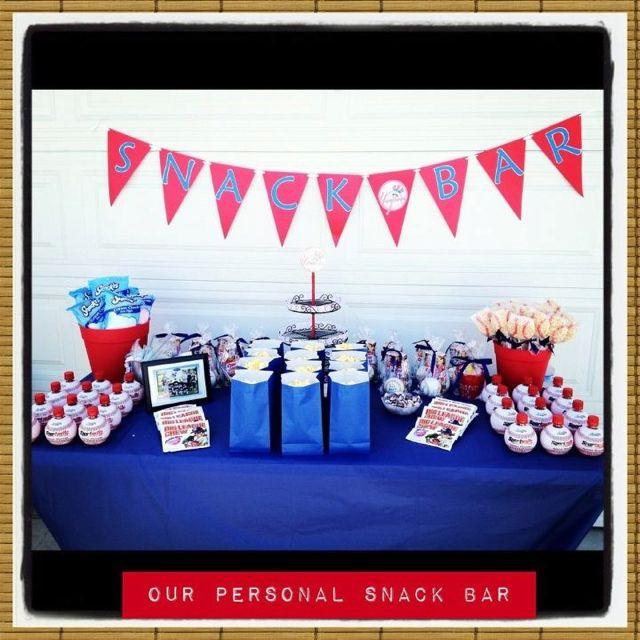 Baseball Pool Party Ideas
 End of the season baseball party snack bar