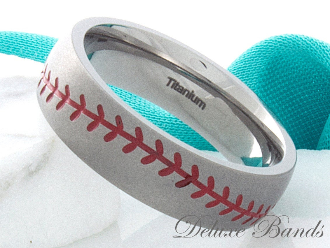 Baseball Wedding Band
 Titanium Baseball Wedding Ring Mens Wedding Band Titanium
