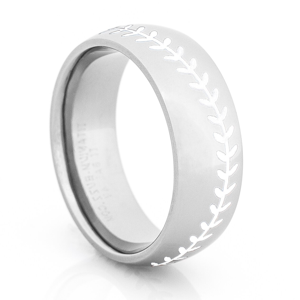 Baseball Wedding Band
 Titanium Baseball Wedding Ring with Color Stitching